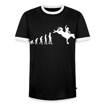 Evolution to Rodeo Champion - Men's Ringer Shirt - black/white - Front - AI Model Female 172 light (172cm) & AI Model Male 178 light (178cm)