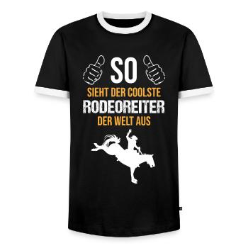 Le cavalier de rodéo le plus cool du monde - T-shirt contrasté Homme - noir/blanc - Devant - AI Model Female 172 light (172cm) & AI Model Male 178 light (178cm)