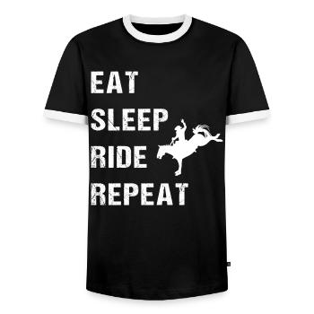Rodeo day and night - Men's Ringer Shirt - black/white - Front - AI Model Female 172 light (172cm) & AI Model Male 178 light (178cm)