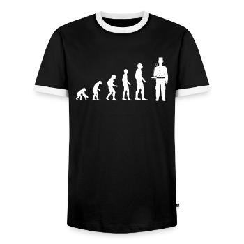 L’évolution vers le bonheur - T-shirt contrasté Homme - noir/blanc - Devant - AI Model Female 172 light (172cm) & AI Model Male 178 light (178cm)