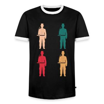 Bunte Welt der Schornsteinfeger - Männer Kontrast-T-Shirt - Schwarz/Weiß - Vorne - AI Model Female 172 light (172cm) & AI Model Male 178 light (178cm)
