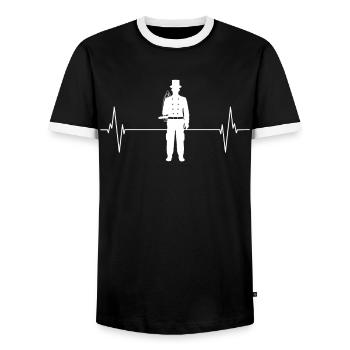 Herzschlag des Glücks - Männer Kontrast-T-Shirt - Schwarz/Weiß - Vorne - AI Model Female 172 light (172cm) & AI Model Male 178 light (178cm)