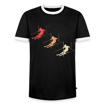 Championnat de slalom - T-shirt contrasté Homme - noir/blanc - Devant - AI Model Female 172 light (172cm) & AI Model Male 178 light (178cm)