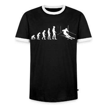 Slope Evolution Gift - Men's Ringer Shirt - black/white - Front - AI Model Female 172 light (172cm) & AI Model Male 178 light (178cm)
