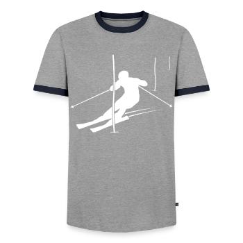 Slalom-Champion Geschenk - Männer Kontrast-T-Shirt - Grau/Navy  - Vorne - AI Model Female 172 light (172cm) & AI Model Male 178 light (178cm)