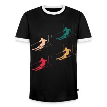 Championnat de slalom - T-shirt contrasté Homme - noir/blanc - Devant - AI Model Female 172 light (172cm) & AI Model Male 178 light (178cm)