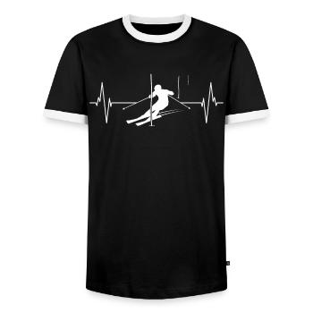 Cadeau d’action de piste pulsante - T-shirt contrasté Homme - noir/blanc - Devant - AI Model Female 172 light (172cm) & AI Model Male 178 light (178cm)