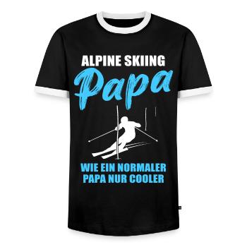 Ski alpin papa cadeau - T-shirt contrasté Homme - noir/blanc - Devant - AI Model Female 172 light (172cm) & AI Model Male 178 light (178cm)