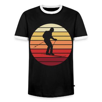 Coucher de soleil sur Ski cadeau - T-shirt contrasté Homme - noir/blanc - Devant - AI Model Female 172 light (172cm) & AI Model Male 178 light (178cm)