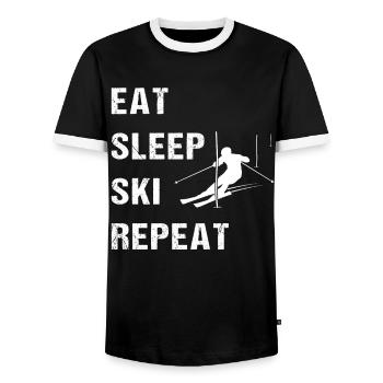 Ski Slalom Life Cycle - Men's Ringer Shirt - black/white - Front - AI Model Female 172 light (172cm) & AI Model Male 178 light (178cm)