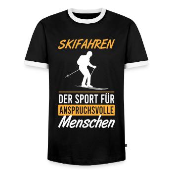 Cadeau pour les fans de ski exigeants - T-shirt contrasté Homme - noir/blanc - Devant - AI Model Female 172 light (172cm) & AI Model Male 178 light (178cm)