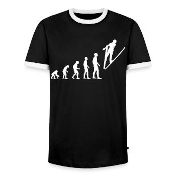 Gift for Jump Story Fans - Men's Ringer Shirt - black/white - Front - AI Model Female 172 light (172cm) & AI Model Male 178 light (178cm)