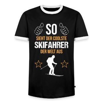 Cadeau pour le skieur de haut niveau - T-shirt contrasté Homme - noir/blanc - Devant - AI Model Female 172 light (172cm) & AI Model Male 178 light (178cm)