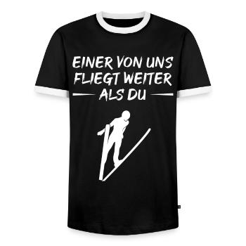 Conception de champion de vol long - T-shirt contrasté Homme - noir/blanc - Devant - AI Model Female 172 light (172cm) & AI Model Male 178 light (178cm)