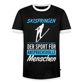 Leap for connoisseurs - Men's Ringer Shirt - black/white - Front - AI Model Female 172 light (172cm) & AI Model Male 178 light (178cm)