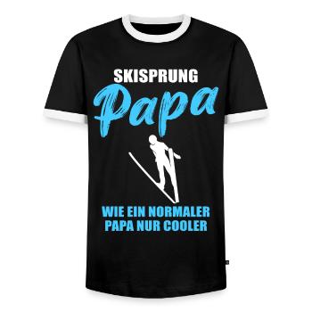 Papa saut à ski : la fraîcheur à l’état pur - T-shirt contrasté Homme - noir/blanc - Devant - AI Model Female 172 light (172cm) & AI Model Male 178 light (178cm)