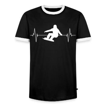 Snowboard pulse - pure adrenaline - Men's Ringer Shirt - black/white - Front - AI Model Female 172 light (172cm) & AI Model Male 178 light (178cm)
