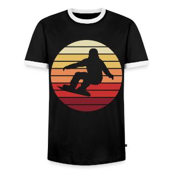 Boarding-Dämmerung - Wintertraum - Männer Kontrast-T-Shirt - Schwarz/Weiß - Vorne - AI Model Female 172 light (172cm) & AI Model Male 178 light (178cm)