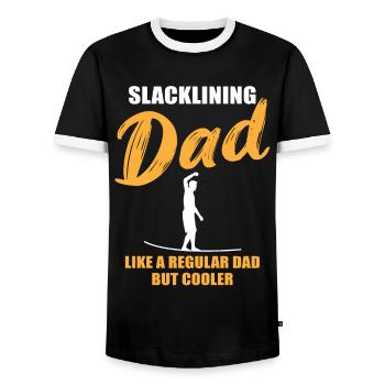 Papa slackline – il n’y a pas plus cool que ça - T-shirt contrasté Homme - noir/blanc - Devant - AI Model Female 172 light (172cm) & AI Model Male 178 light (178cm)