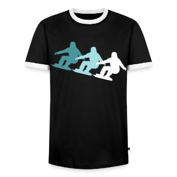 Colourful mix of slopes - gift - Men's Ringer Shirt - black/white - Front - AI Model Female 172 light (172cm) & AI Model Male 178 light (178cm)