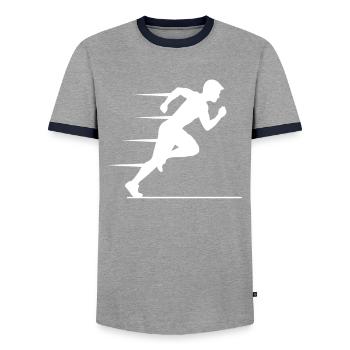 Sprinter rapide Dynamique Athlétisme - T-shirt contrasté Homme - gris/marine  - Devant - AI Model Female 172 light (172cm) & AI Model Male 178 light (178cm)