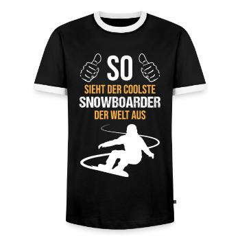 Les meilleurs snowboarders – les meilleurs du monde - T-shirt contrasté Homme - noir/blanc - Devant - AI Model Female 172 light (172cm) & AI Model Male 178 light (178cm)