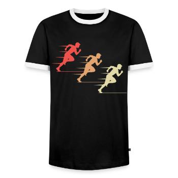 Bunte Sprinter Action Geschenk - Männer Kontrast-T-Shirt - Schwarz/Weiß - Vorne - AI Model Female 172 light (172cm) & AI Model Male 178 light (178cm)