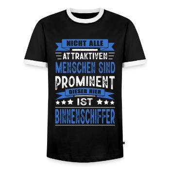 Binnenschiffer Spruch Schifffahrt Geselle Arbeit - Männer Kontrast-T-Shirt - Schwarz/Weiß - Vorne - AI Model Female 172 light (172cm) & AI Model Male 178 light (178cm)