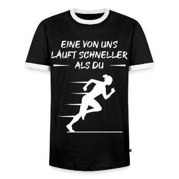 Fast Sprint – Pure Challenge - Men's Ringer Shirt - black/white - Front - AI Model Female 172 light (172cm) & AI Model Male 178 light (178cm)