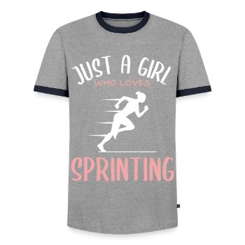 Sprint Love – Pour les filles rapides - T-shirt contrasté Homme - gris/marine  - Devant - AI Model Female 172 light (172cm) & AI Model Male 178 light (178cm)