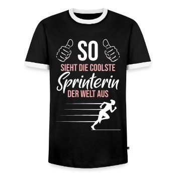 La sprinteuse la plus cool – classe mondiale - T-shirt contrasté Homme - noir/blanc - Devant - AI Model Female 172 light (172cm) & AI Model Male 178 light (178cm)