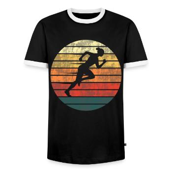 The course of the sun - elegance in motion - Men's Ringer Shirt - black/white - Front - AI Model Female 172 light (172cm) & AI Model Male 178 light (178cm)