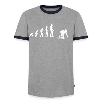 Sprint Start - Gift - Men's Ringer Shirt - grey/navy  - Front - AI Model Female 172 light (172cm) & AI Model Male 178 light (178cm)