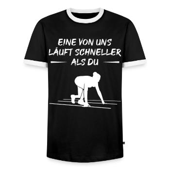 Fast runner – pure speed - Men's Ringer Shirt - black/white - Front - AI Model Female 172 light (172cm) & AI Model Male 178 light (178cm)
