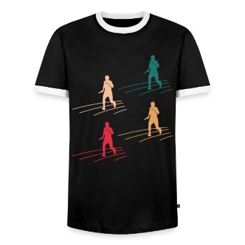 Bunter Staffellauf Spirit - Männer Kontrast-T-Shirt - Schwarz/Weiß - Vorne - AI Model Female 172 light (172cm) & AI Model Male 178 light (178cm)