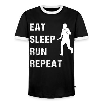 Eat Sleep Run Repeat Läufermotto - Männer Kontrast-T-Shirt - Schwarz/Weiß - Vorne - AI Model Female 172 light (172cm) & AI Model Male 178 light (178cm)