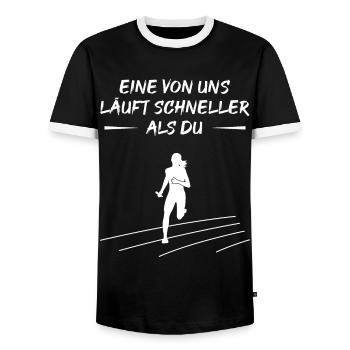 Schneller Sprint - Herausforderung Pur - Männer Kontrast-T-Shirt - Schwarz/Weiß - Vorne - AI Model Female 172 light (172cm) & AI Model Male 178 light (178cm)