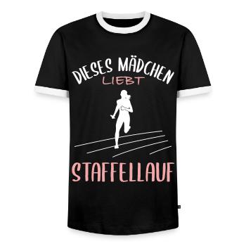 Course de relais Love - Passion de la fille - T-shirt contrasté Homme - noir/blanc - Devant - AI Model Female 172 light (172cm) & AI Model Male 178 light (178cm)