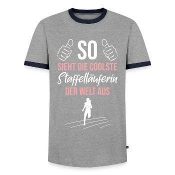 Weltbeste Läuferin - Cool & Unschlagbar - Männer Kontrast-T-Shirt - Grau/Navy  - Vorne - AI Model Female 172 light (172cm) & AI Model Male 178 light (178cm)