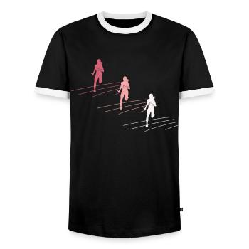 Colorful Relay Team Dynamics Gift - Men's Ringer Shirt - black/white - Front - AI Model Female 172 light (172cm) & AI Model Male 178 light (178cm)