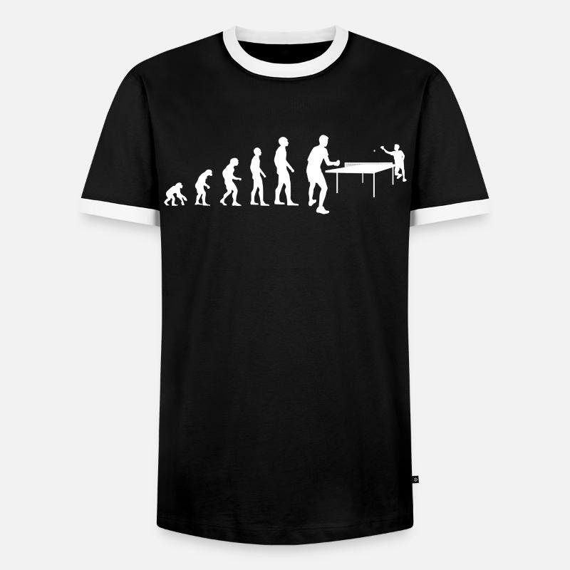 Evolution Tischtennis Spieler Geschenk - Männer Kontrast-T-Shirt - Schwarz/Weiß