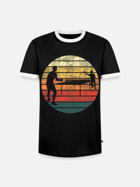 Table Tennis Sunset Match Gift - Men's Ringer Shirt - black/white