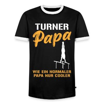Turner Papa – Sporty Coolness Combined - Men's Ringer Shirt - black/white - Front - AI Model Female 172 light (172cm) & AI Model Male 178 light (178cm)