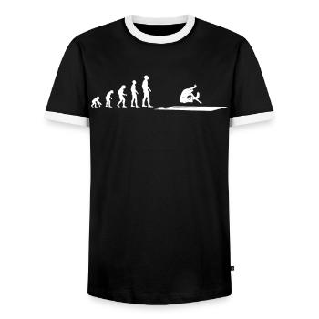 Evolution Long Jump Athlete - Gift - Men's Ringer Shirt - black/white - Front - AI Model Female 172 light (172cm) & AI Model Male 178 light (178cm)