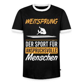 Weitsprung für Kenner & Könner - Geschenk - Männer Kontrast-T-Shirt - Schwarz/Weiß - Vorne - AI Model Female 172 light (172cm) & AI Model Male 178 light (178cm)