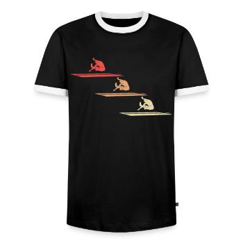 Weitsprung Athletik Dynamik Geschenk - Männer Kontrast-T-Shirt - Schwarz/Weiß - Vorne - AI Model Female 172 light (172cm) & AI Model Male 178 light (178cm)