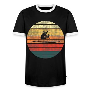 Weitsprung-Herausforderung Siegerin Geschenk - Männer Kontrast-T-Shirt - Schwarz/Weiß - Vorne - AI Model Female 172 light (172cm) & AI Model Male 178 light (178cm)