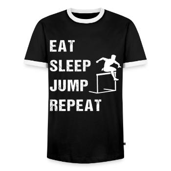 Eat Sleep Jump Repeat Sport Passion - Men's Ringer Shirt - black/white - Front - AI Model Female 172 light (172cm) & AI Model Male 178 light (178cm)