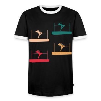 Colorful High Jump Variety Athlete Design - Men's Ringer Shirt - black/white - Front - AI Model Female 172 light (172cm) & AI Model Male 178 light (178cm)