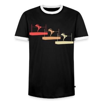 Colorful High Jump Variety Athlete Design - Men's Ringer Shirt - black/white - Front - AI Model Female 172 light (172cm) & AI Model Male 178 light (178cm)